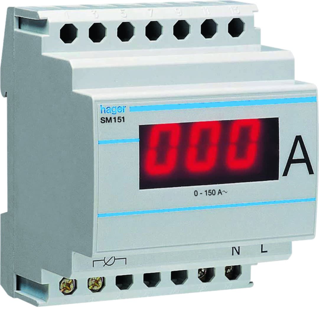 Hager - Ampéremètre digital 0-150A branchement sur transformateur de courant