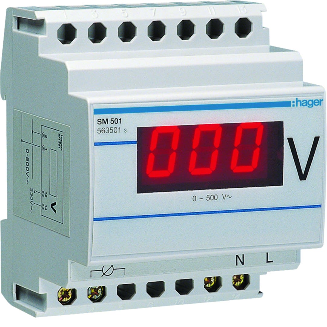 Hager - Voltmètre digital plage de mesure 0-500V