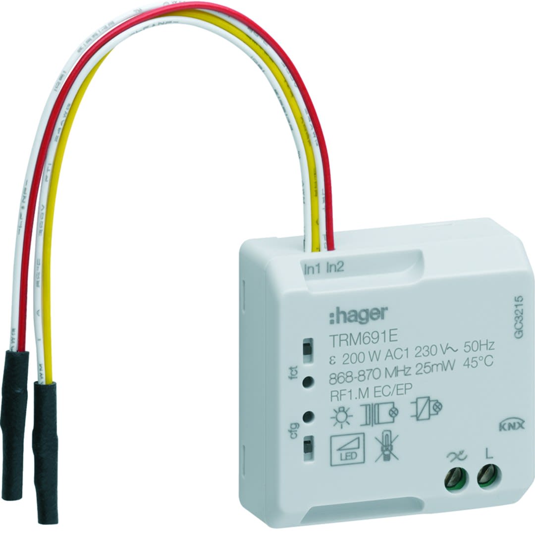 Hager - micromodule 1 sortie éclairage variable 10A 230V + 2 entrées filaires, KNX radio