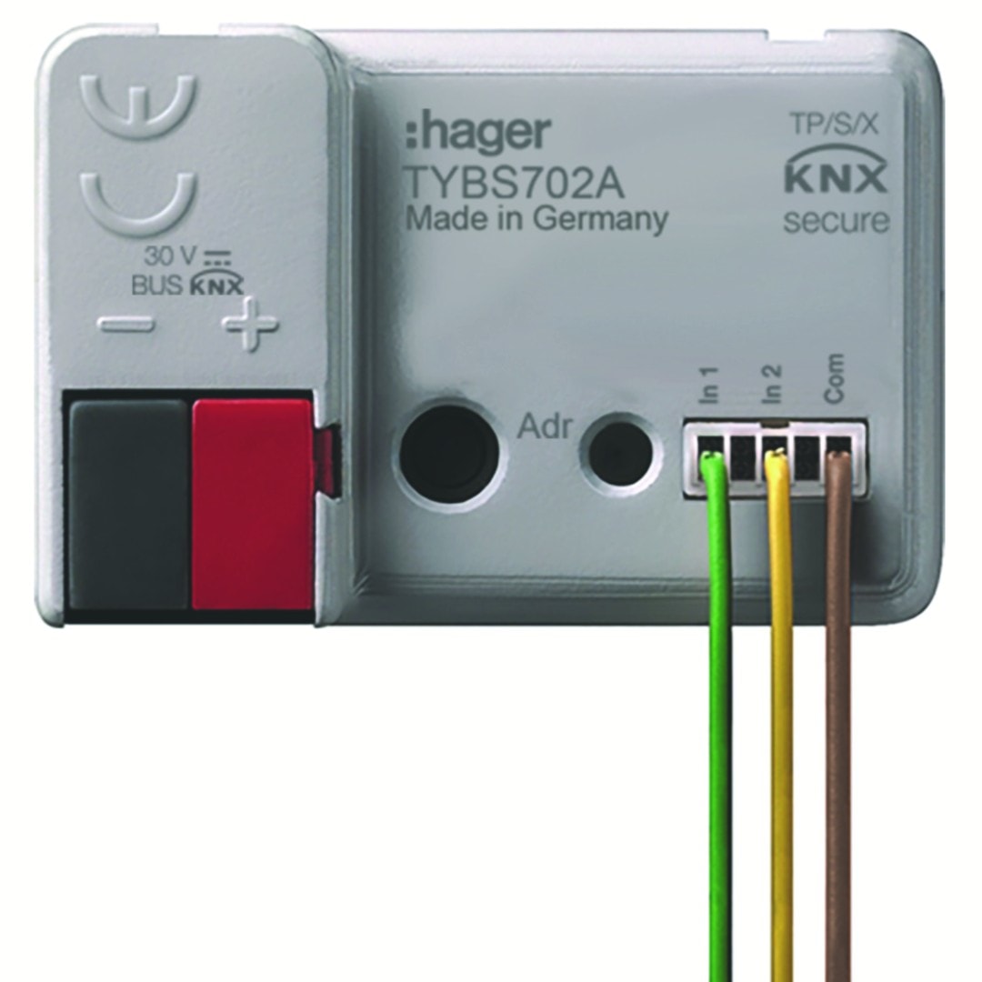 Hager - micromodule filaire 2 entrées contacts libres de potentiel, EASY/ETS, KNX Secure
