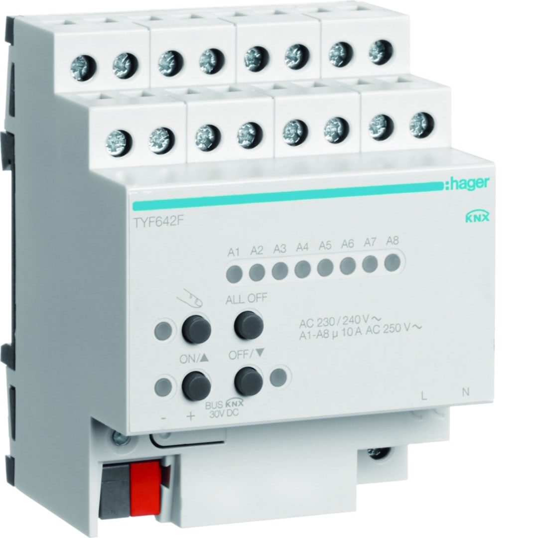 Hager - Actionneur KNX 2 sorties ventilo-convecteur 10A normalement ouvert
