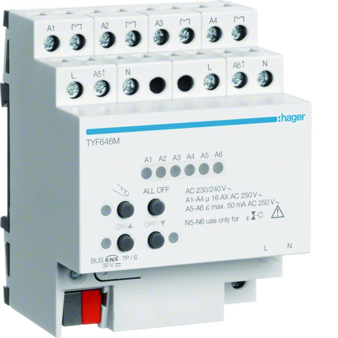 Hager - Module 4 sorties ON/OFF 16A ou 2 sorties chauffage 230V