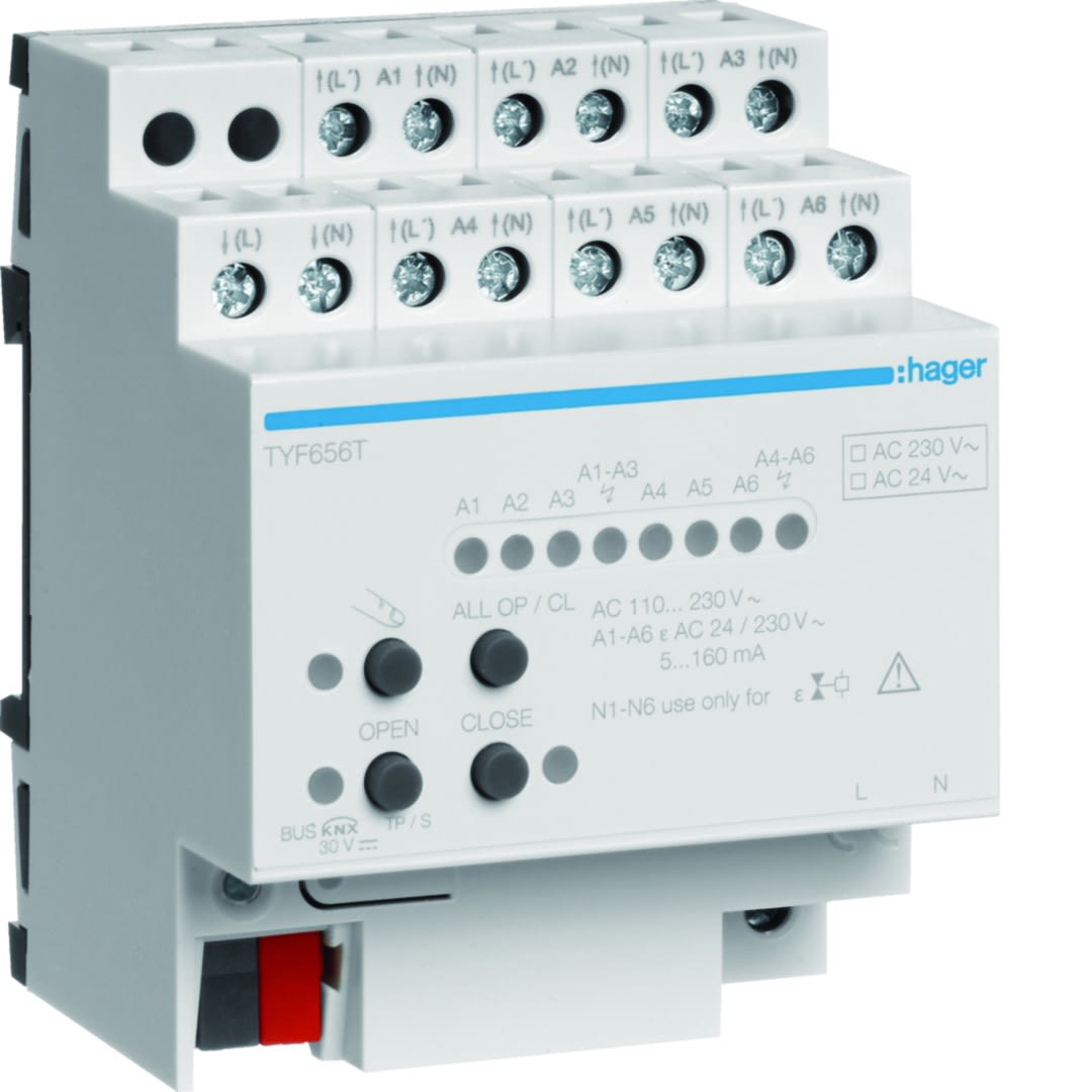 Hager - Module 6 sortites pour chauffage eau chaude KNX
