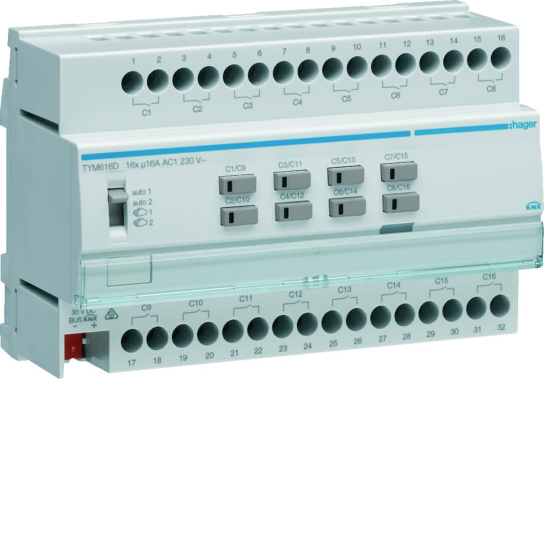 Hager - Actionneur KNX 16 sorties 16A/230V configuration Mode ETS uniquement