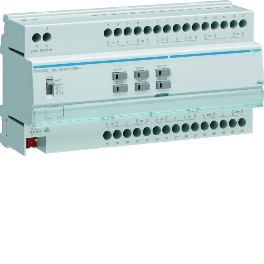 Hager - Actionneur KNX 12 moteurs de volets 4A/230V configuration Mode ETS