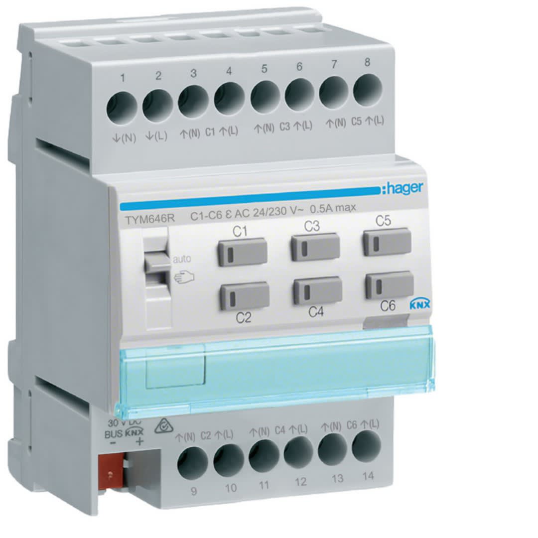 Hager - Régulateur KNX 6 sorties chauffage TRIAC configuration en mode ETS uniquement