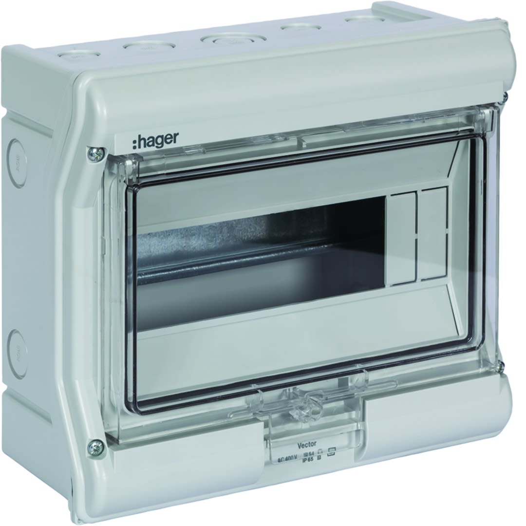 Hager - Coffret de distribution étanche Vector IP55, 1 rangée 8+2 modules 210x237x114mm