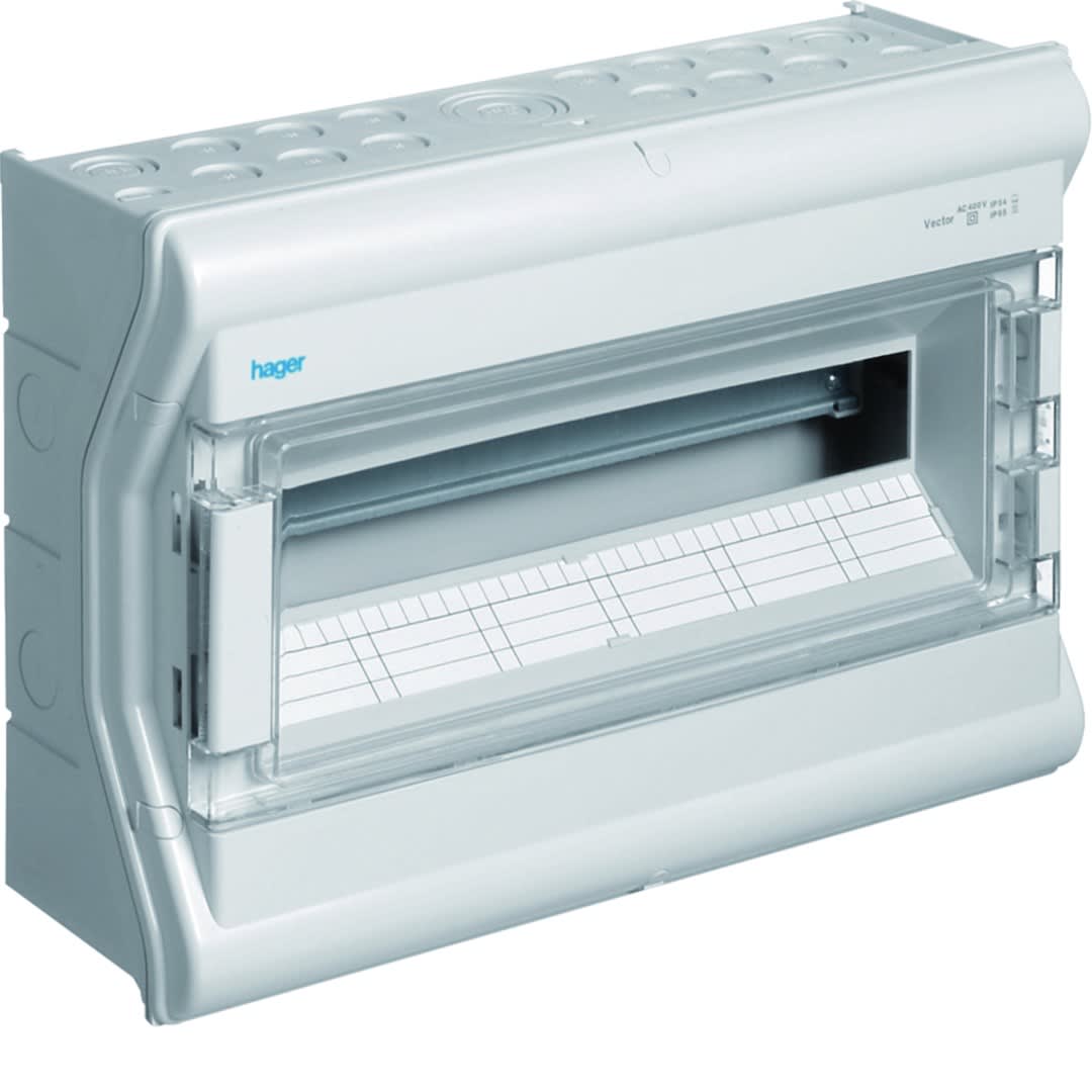 Hager - Coffret de distribution étanche Vector IP55, 1 rangée 18 modules 302x418x151mm