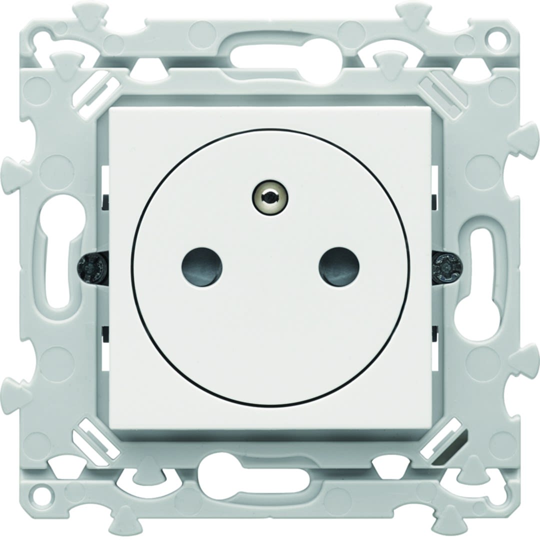 Hager - Prise de courant affleurante Essensya 2P+T Pure. Version avec griffes