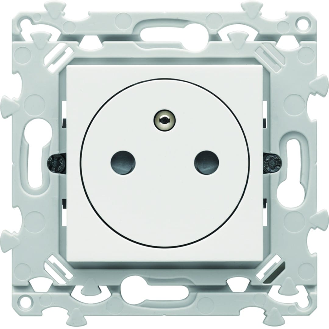 Hager - Prise de courant affleurante essensya 2P+T Pure. Version avec griffes