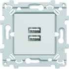 Hager - Chargeur double USB A+A blanc essensya