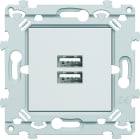 Hager - Chargeur double USB A+A blanc essensya