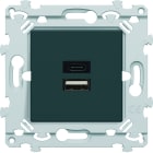 Hager - Chargeur Essensya double USB A+C 15W Finition Anthracite