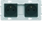 Hager - Prise double Essensya 2P+T Pré cablées Anthracite