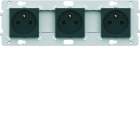 Hager - Prise triple Essensya 2P+T Pré cablées Anthracite
