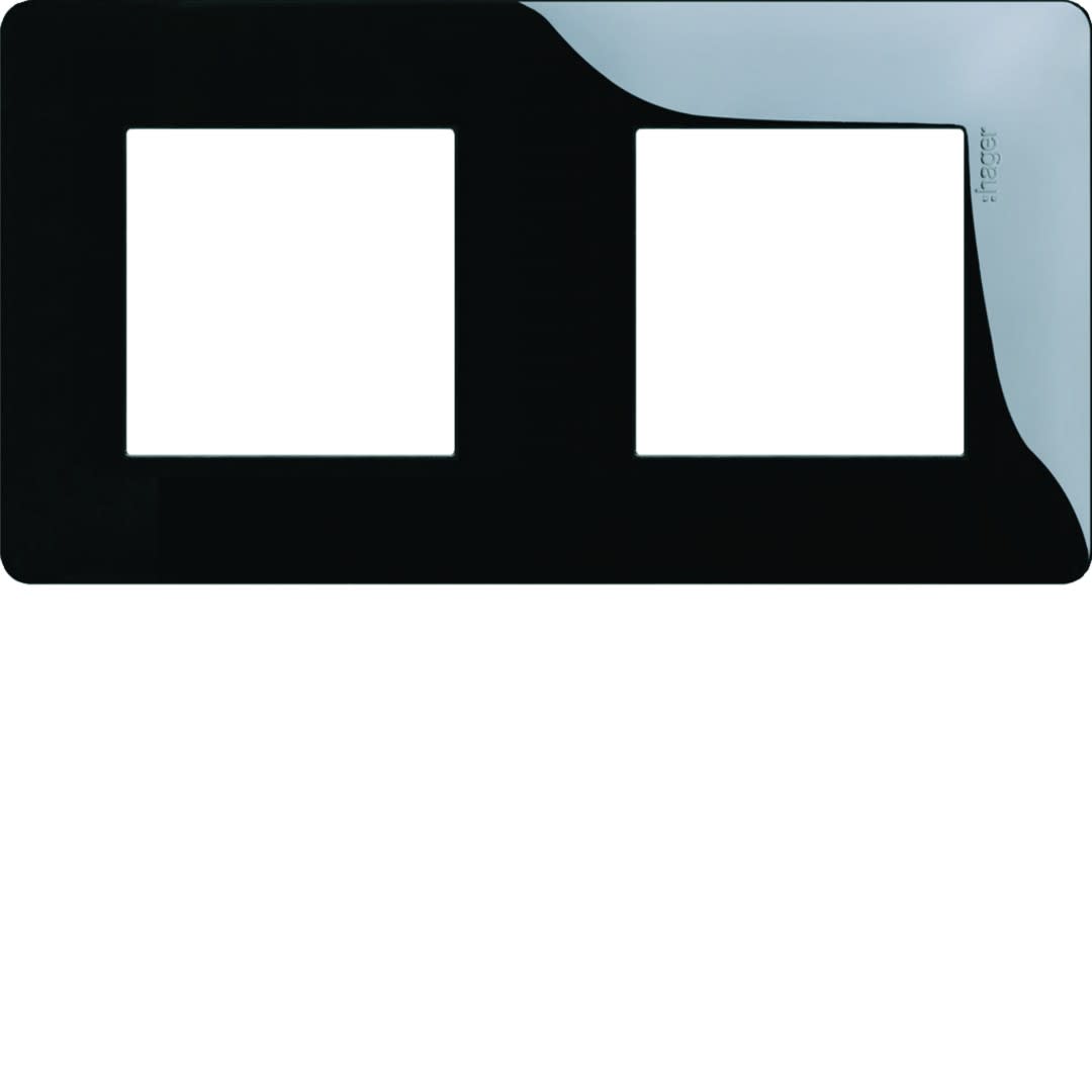Hager - Essensya Plaque 2 postes réversible entraxe 71mm Noire