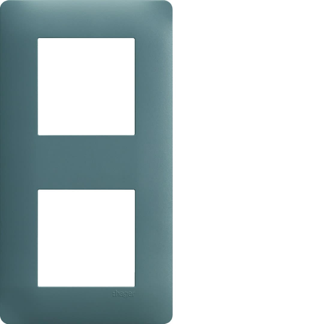 Hager - Essensya Plaque 2 postes réversible entraxe 71mm Graphite