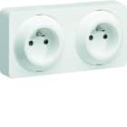Hager - ateha prise de courant double horizontale ou verticale 2P+T complet