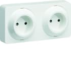 Hager - ateha prise de courant double horizontale 2P complet