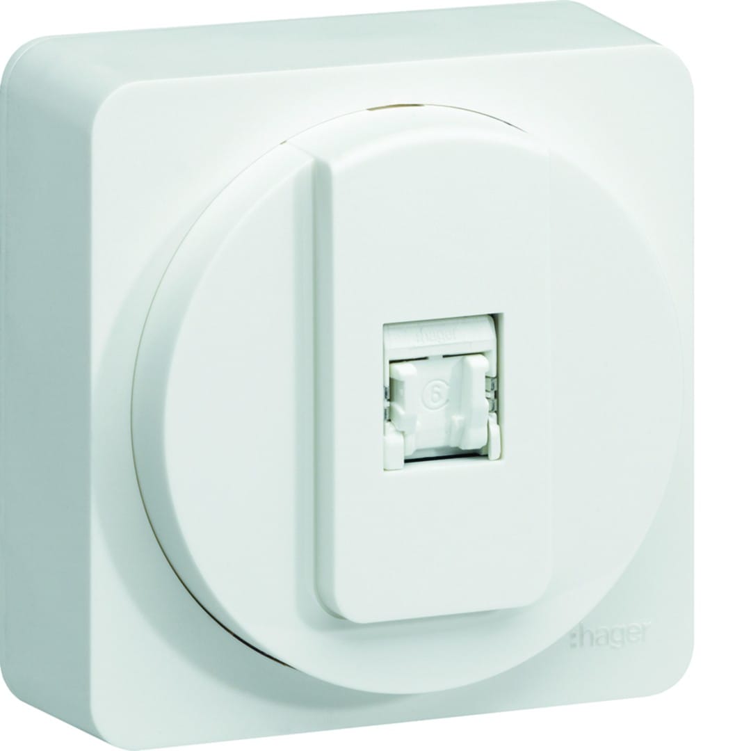 Hager - Prise RJ45 catégorie 6 UTP pour grade 1 complet athea blanc
