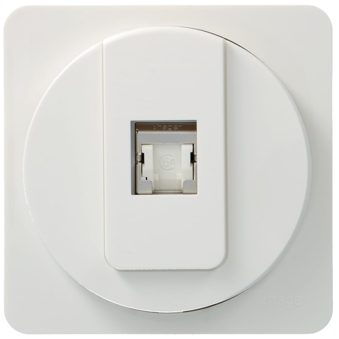 Hager - Prise RJ45 catégorie 6A STP pour grade 3 TV complet athea blanc
