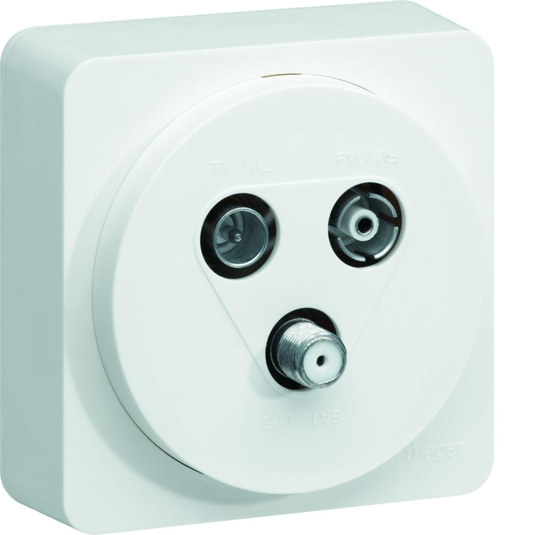 Hager - ateha prise TV FM SAT 1 câble complet