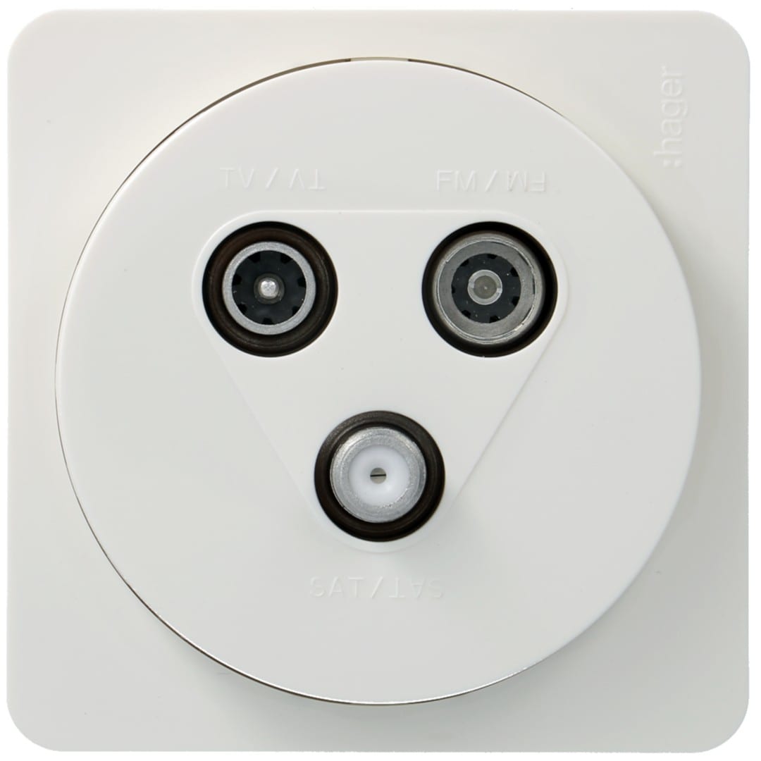 Hager - ateha prise TV FM SAT 2 câble complet