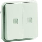 Hager - cubyko Double poussoir lumineux associable blanc IP55