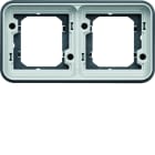 Hager - Support double étanche Cubyko pour montage encastré horizontal, IP55, Gris