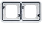 Hager - Support double étanche Cubyko pour montage encastré horizontal, IP55, Blanc