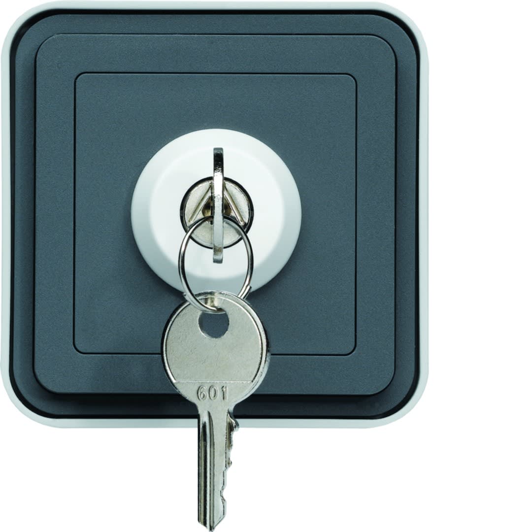 Hager - cubyko Interrupteur à clé 2 positions saillie gris IP55