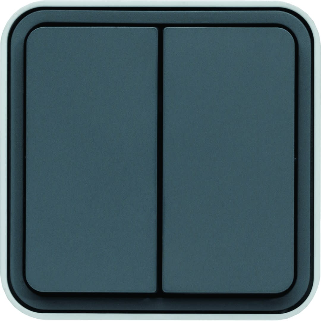 Hager - cubyko Double poussoir 1O/1F saillie gris IP55