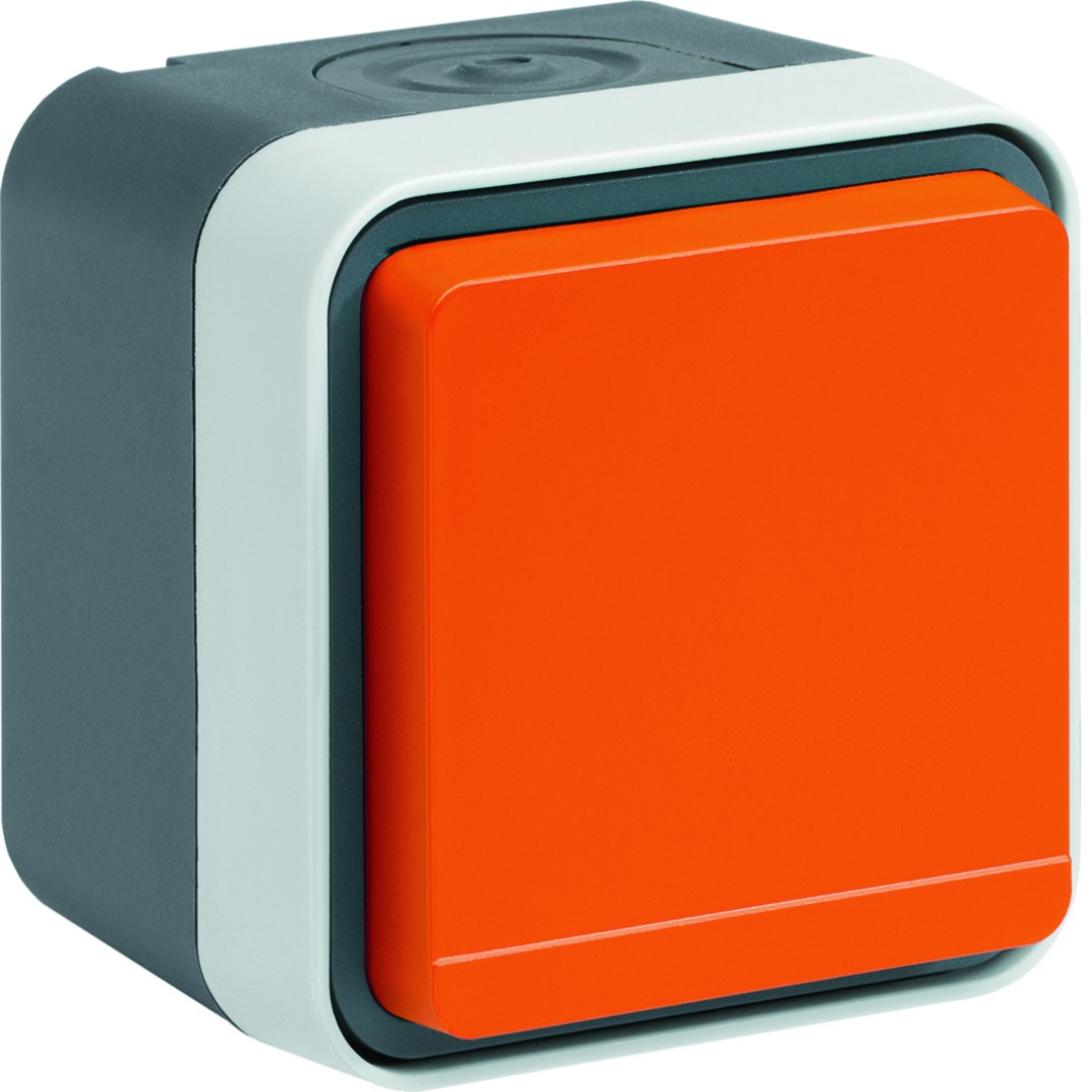 Hager - Prise de courant 2P+T étanche cubyko IP55 orange complète installation saillie