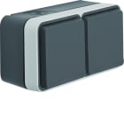 Hager - Prise de courant 2P+T double cubyko étanche IP55 gris pose horizontale saillie