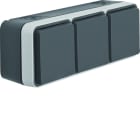 Hager - Prise de courant 2P+T triple cubyko étanche IP55 gris pose horizontale saillie