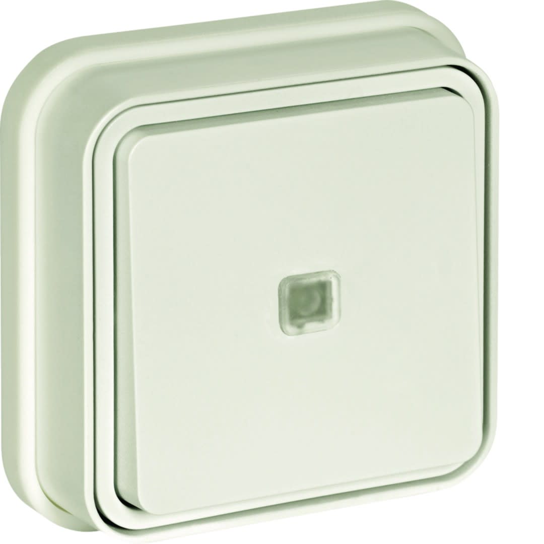 Hager - cubyko Poussoir 1F à voyant témoin encastré blanc IP55