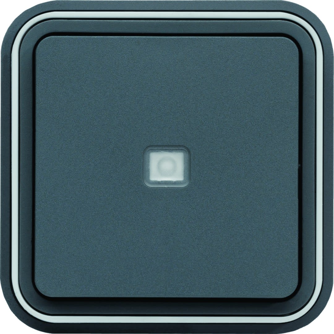 Hager - cubyko Poussoir 1F à voyant témoin encastré à griffes gris IP55
