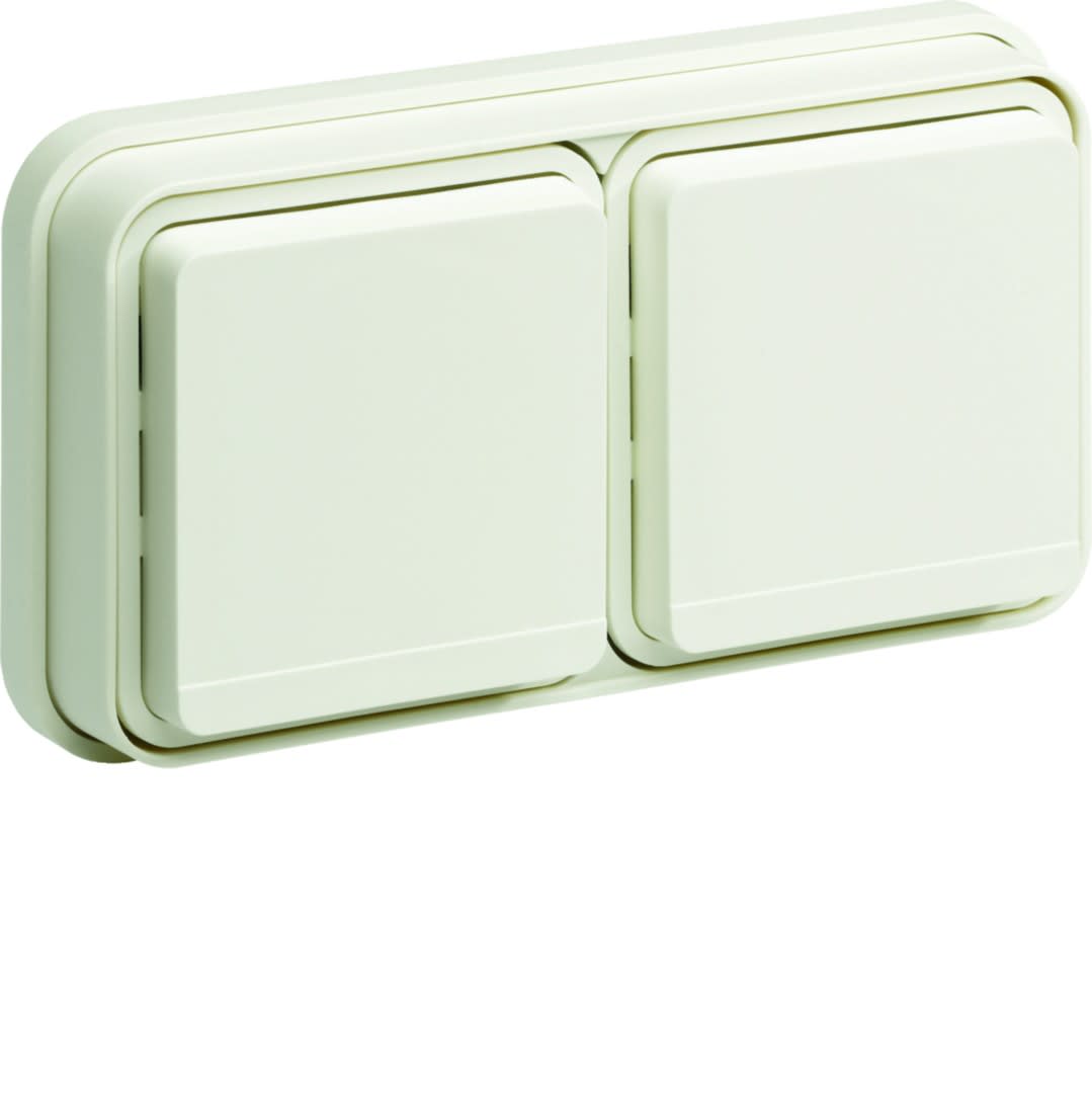 Hager - cubyko Prise double horizontale 2P+T encastré blanc IP55