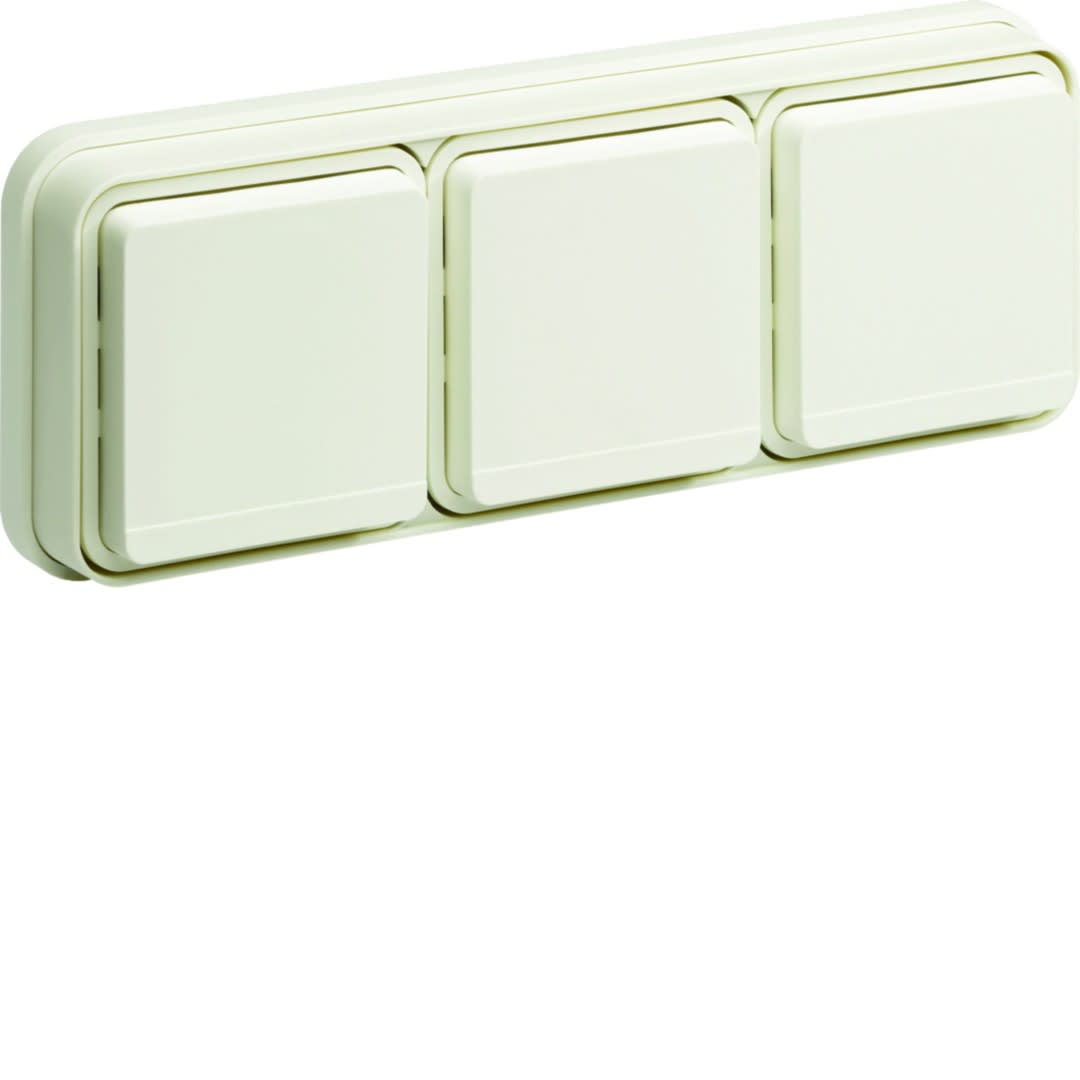 Hager - cubyko Prise triple horizontale 2P+T encastré blanc IP55