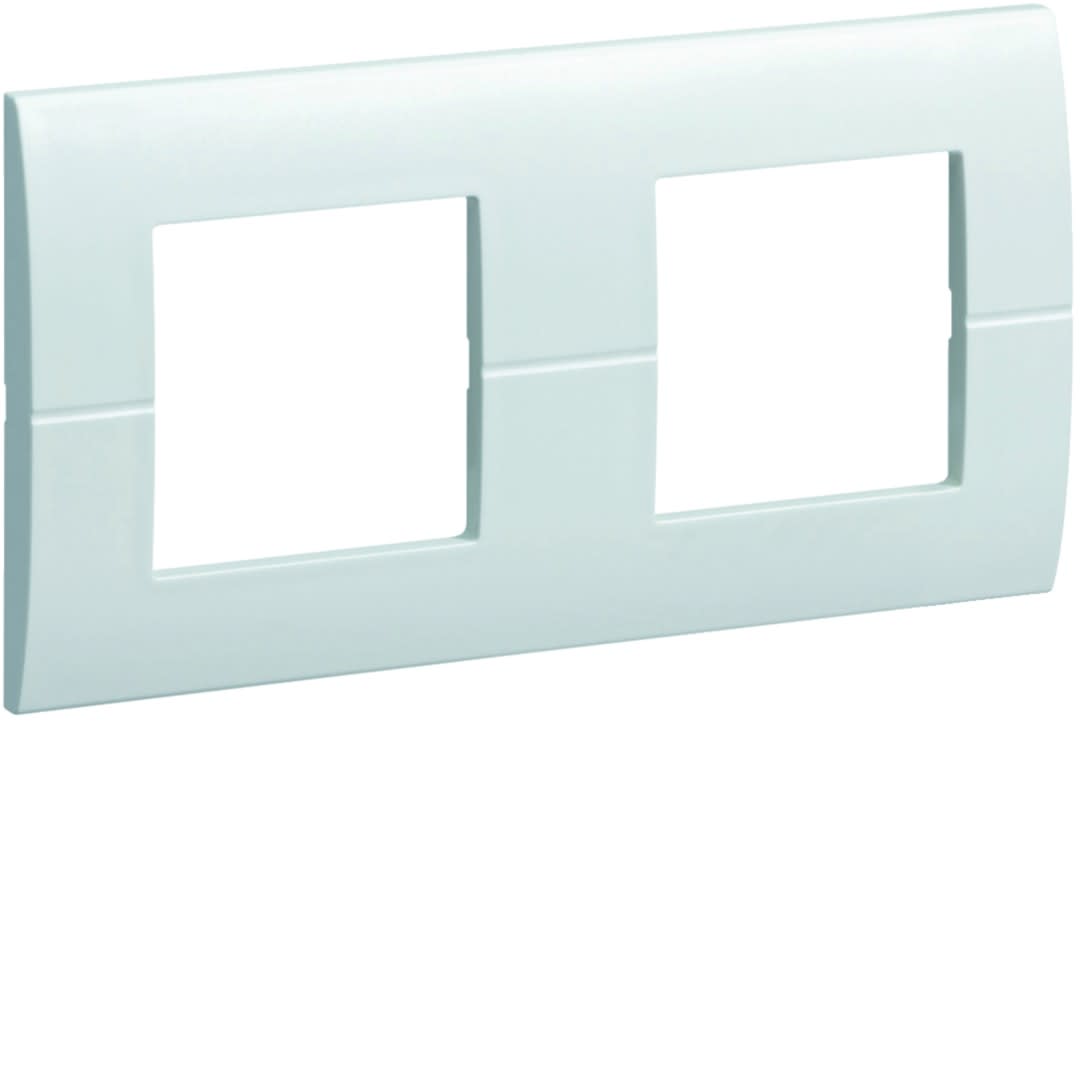 Hager - Systo plaque double horizontale entraxe 71 2x2 modules Blanc