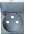 Hager - Enjoliveur gallery prise de courant à puits 2P+T avec couvercle, finition Titane