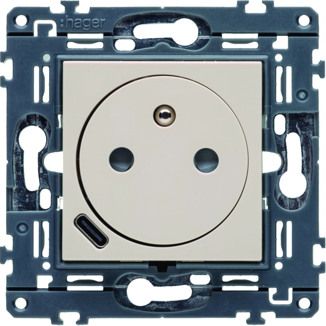Hager - Prise de courant affleurante gallery 2P+T avec USB-C Dune