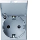 Hager - Prise de courant gallery 2P+T à couvercle Schuko Titane