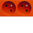Hager - Prise de courant double speciale goulotte gallery 2P+T 16A orange