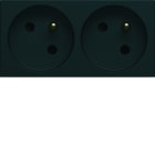 Hager - Prise de courant double speciale goulotte gallery 2P+T 16A night