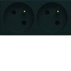 Hager - Prise de courant double speciale goulotte gallery 2P+T 16A night