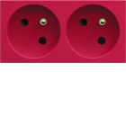 Hager - Prise de courant double speciale goulotte gallery 2P+T 16A rouge