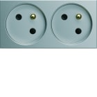 Hager - Prise de courant double speciale goulotte gallery 2P+T 16A titane