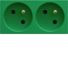 Hager - Prise de courant double speciale goulotte gallery 2P+T 16A vert