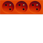 Hager - Prise de courant triple speciale goulotte gallery 2P+T 16A orange